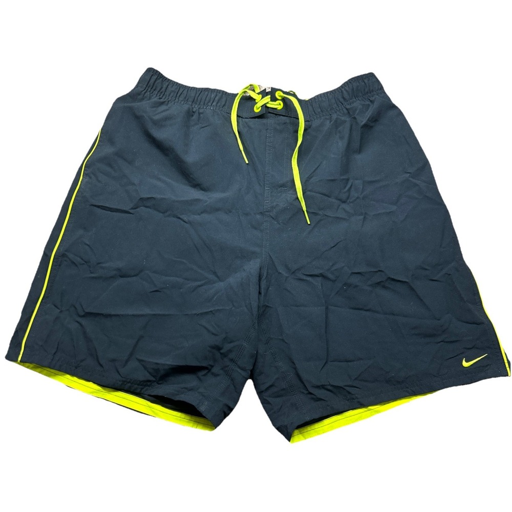 Nike Swimsuit Trunks Swim Size XL 32 Mens Swimming Black Neon Yellow